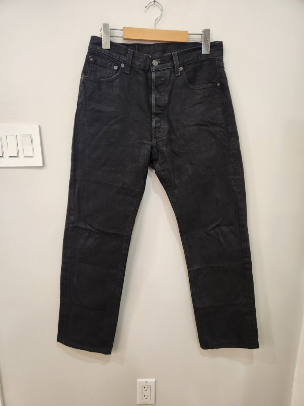 Levi's 501 Jeans Mens Tag 31x34 (Fits 31x30) Black Straight Leg Button Fly